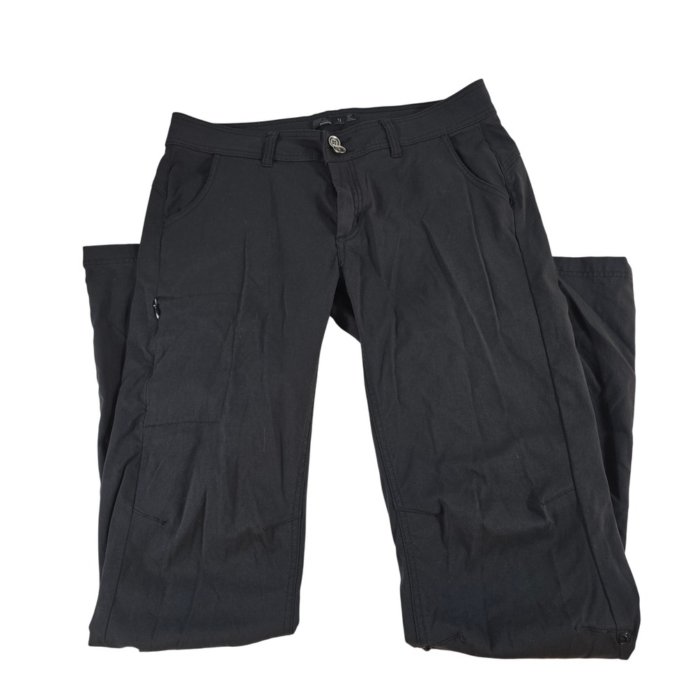 Prana Halle Hiking Pants Black Women 12 Tall Straight Leg Nylon Stretch